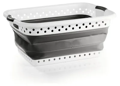 Immagine prodotto di Cesto portabiancheria pieghevole EASYmaxx 41 l bianco/grigio