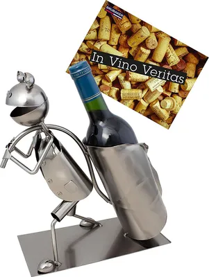 Image de Brubaker Porte-bouteilles de vin Feuilles Grenouille - Objet décoratif en métal - Porte-bouteilles - avec carte de vœux pour cadeau de vin