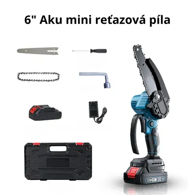Obrázok produktu pre 6" Aku Mini Reťazová Píla – Bezdrôtová Elektrická Záhradná Píla s Automatickým Mazaním, 21V Motor, Jednoručná Píla na Drevo a Orezávanie Stromov