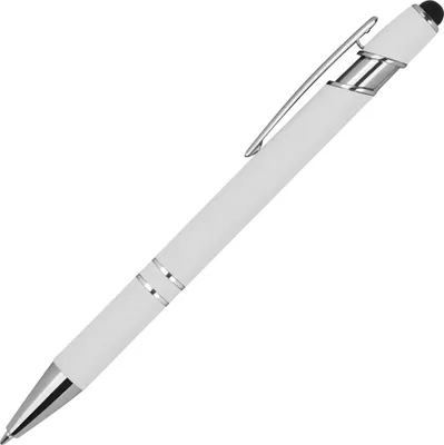 Produktbild von Touchpen Kugelschreiber aus Metall / mit Muster / Farbe: weiß