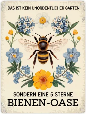 Produktbild von Biene mit Blumen DAS IST KEIN UNORDENTLICHER GARTEN Metallschild XXL in 28x38