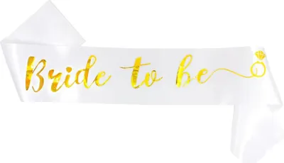 Produktbild von Oblique Unique Schärpe Bride To Be JGA Junggesellinnenabschied Hen Party Ring weiß