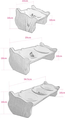 Produktbild von CatS Design Holz-Porzella Katzennapf Set Futterbar Anti-Rutsch Neigy 2er