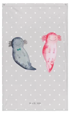 Produktbild von Mr. & Mrs. Panda Wandteppich Axolotl Freundin - Grau Pastell - Geschenk, Wandbild, Liebe, Gobelin, Wandbehang, Valentinstag, Tapestry, Schwanzlurch, Hängedeko