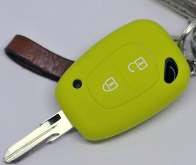 Produktbild von Auto Schlüssel Hülle Silikon Schutz Cover Apfelgrün kompatibel mit Renault Kangoo Trafic Master Primastar OPEL Movano Vivaro Nissan Interstar 2 Tasten Funk Fernbedienung