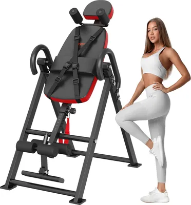 Immagine prodotto di Tavola ad inversione VEVOR, panca ad inversione, capacità di carico di 136 kg, allenatore dorsale multifunzionale, dispositivo pieghevole per l'allenamento della forza con poggiatesta, blocco della caviglia, cintura di sicurezza regolabile,