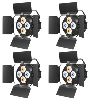 Produktbild von LED-Bühnenstrahler - DMX-Bühnenlicht - 4er-Set - 120 W COB - Flood/Spot - Mit Torblenden - DMX512 und musikgesteuert - EU-Stecker