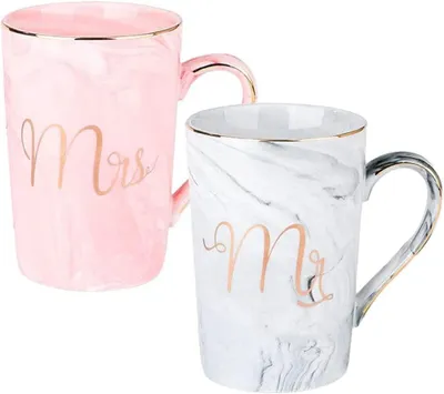 Produktbild von Kaffeetassen Set für Paare, Mr und Mrs Tassen, Geschenke zu Weihnachten, Verlobung, Hochzeit und Jubiläum