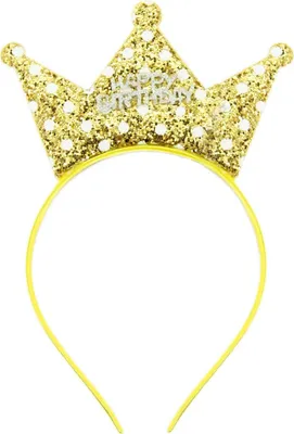 Produktbild von Oblique Unique Haarreifen Happy Birthday Haarreif mit Pailletten Krone Glitzereffekt Kinder Geburtstag - gold