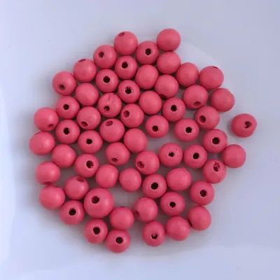 Immagine prodotto di Perline di legno, rotonde, 60 pezzi, 10 mm, rosa