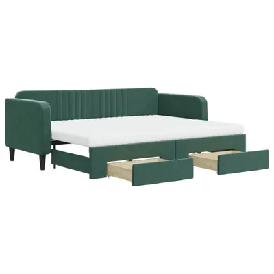 Immagine prodotto di vidaXL Letto da giorno allungabile con cassetti verde scuro 80x200 cm in velluto