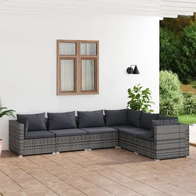 Produktbild von Maison Exclusive - 6-tlg. Garten-Lounge-Set mit Kissen Poly Rattan Grau