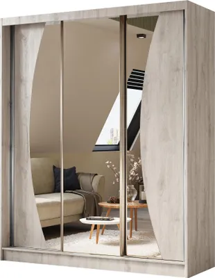 Image de BEAUTYSOFA armoire moderne avec portes coulissantes VOX 180 cm - armoire avec miroir et portes coulissantes (chêne Sonoma)