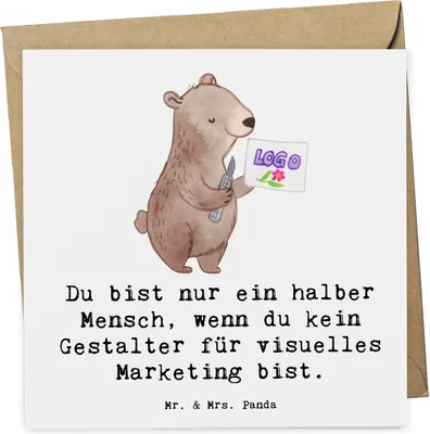 Produktbild von Mr. & Mrs. Panda faltkarte Gestalter für visuelles Marketing Herz - Weiß - Geschenk, doppelkarte, Glückwunschkarte, anlasskarte, Klappkarte, Grußkarte