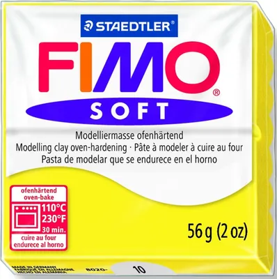 Produktbild von Modelliermasse Fimo soft 56g limone Packung mit 10 Stück