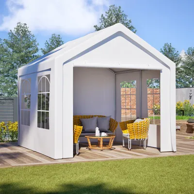Produktbild von 3x3m Partyzelt Festzelt Pavillon Carport Gartenzelt Garagenzelt Unterstand Lagerzelt mit Fenstern Bierzelt weiß Wasserdicht UV Schutz Festzelt