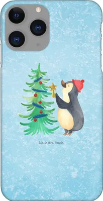 Produktbild von Mr. & Mrs. Panda Iphone 11 Pro Handyhülle Pinguin Weihnachtsbaum - Eisblau - Geschenk, Handy Case, Weihnachten, Winter, Premium Kunststoff