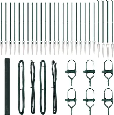 Image de vidaXL Clôture en fil de fer soudé avec pointes, en acier et PVC vert, en treillis