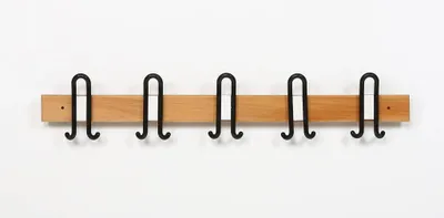 Productafbeelding van Houten wandgarderobe, 100 cm breed, met 5 haken van kunststof