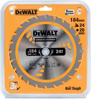 Obrázok produktu pre Dewalt DT1951-QZ Kotúčová píla 24 zubov 184 x 20 mm