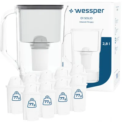Imagen del producto de Jarra filtrante Wessper D1 SOLID, 2,8 litros, color , con 10 filtros aquaclassic