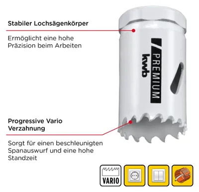 Zdjęcie produktu dla kwb 598029, Pojedyńczy, Wiertarka, Aluminium, Miedź, Płyta gipsowa, Plastik, Stal, Drewno, Biały, Bimetaliczny, Stal szybkotnąca (HHS), Stop kobaltu stali szybkotnącej (HSS-Co)