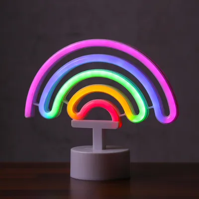 Produktbild von LED NEON Figur REGENBOGEN - Neonlicht - H: 19cm - Batterie oder USB Betrieb - stehend - bunt
