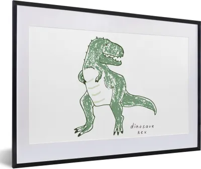 Produktbild von MuchoWow® Gerahmtes Poster Kinderzimmer - Dinosaurier - Tyrannosaurus Rex - Junge - Mädchen - Kind 60x40 cm - Poster mit Schwarzem Bilderrahmen Wandposter Rahmen Foto Bilder - Schlafzimmer - Plakat in Rahmen - Drucken
