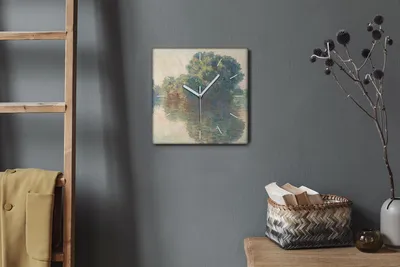 Produktbild von Coloray Hodiny Unikátní 30x30 cm  Tiché hodiny Pro obývací pokoj a kuchyň Nástěnné hodiny Plátno Bílé ručičky hodin - Monet Seine v gevert