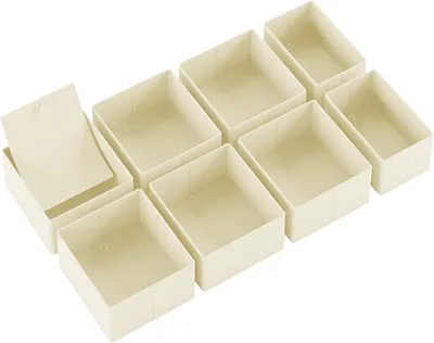 Produktbild von PolkaHome® 6er Set Schubladen-Organizer für PAX 100x58 cm Schubladen – Faltbare Aufbewahrungsboxen mit Deckel, Beige, 24x26x11 cm &