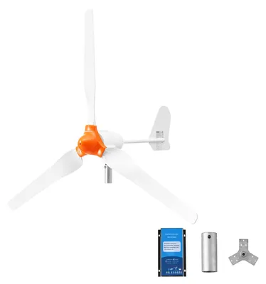 Produktbild von VEVOR 1200W 24V Horizontale Windkraftanlage mit Wind- & Solar-Hybridregler, 3 Rotorblätter, 3-Phasen-Wechselstrom, IP67 & Überladeschutz, MPPT- & PWM-Hybridregler, Windturbine für Wohnhaus RV & Marine