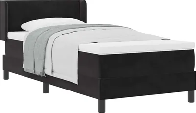 Zdjęcie produktu dla Łóżko sprężynowe Z zagłówkiem Czarny 200 x 80 cm Aksamit