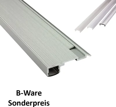 Produktbild von - T-STA LED Alu Treppenprofil Treppenwinkel Profil Stufen silber 2m klar