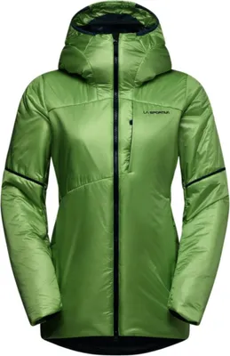 Grüne La Sportiva Supercouloir Primaloft Jacke mit Kapuze und durchgehendem Reißverschluss