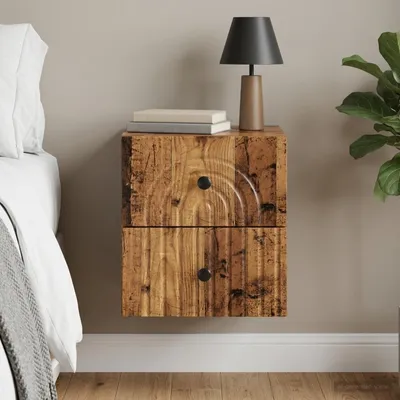 Zdjęcie produktu dla vidaXL Szafka nocna do montażu na ścianie z drewna postarzanego 33 x 34,5 x 40 cm