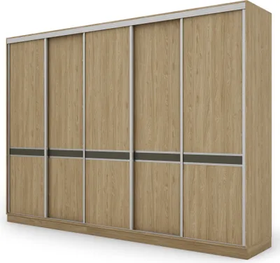 Produktbild von Meblast | Kleiderschrank 5D/340 cm, Geölte Eiche (silberne Beschläge), Premium-Beschläge | Robust, Natürlich