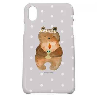 Produktbild von Mr. & Mrs. Panda Iphone 10 Handyhülle Bär Kommunion - Grau Pastell - Geschenk, Cover, Teddy, Gottes Segen, Handy Case, Katholisch, Taufkerze, X