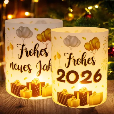 Immagine prodotto di 12 candele decorative per la tavola - Felice Anno Nuovo
