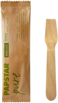 Produktbild von 100 Holz-Eislöffel 9,4 cm einzeln in Papierbeutel verpackt