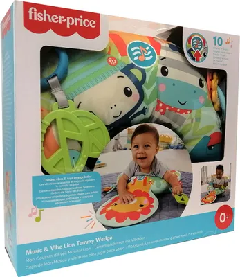 Zdjęcie produktu dla Fisher-Price GWY91 Poduszka z zabawką w kształcie lwa, z muzyką i wibracjami, ergonomicznie zaprojektowana, bezpieczna dla niemowląt (bez BPA)