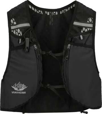 Produktbild von Vanaheimr Trinkweste mit Taschen, verstellbare Träger, Unisex, Laufweste, Wanderweste, Fahrradweste, Schwarz