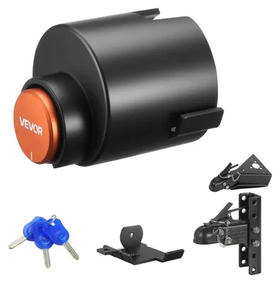 Produktbild von VEVOR Anhängerschloss, passt für 50,6 & 58,6 mm Bulldog Anhängerkupplungen, Schwerlastkupplungsschloss mit 3 Schlüsseln sichert Sicherheitsketten, korrosionsbeständig, Diebstahlschutz für Wohnmobile, Anhänger, Boote, Gussballkupplung
