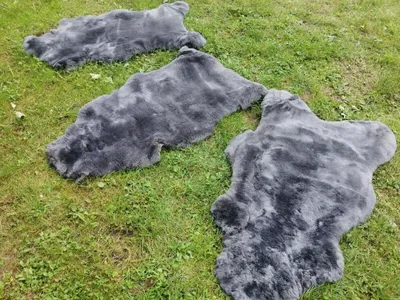 Produktbild von Echt Deutsche Merino Lammfell Schaffell Grau Dichte Wolle Neu L - XXL 120-130 x 60-80 cm