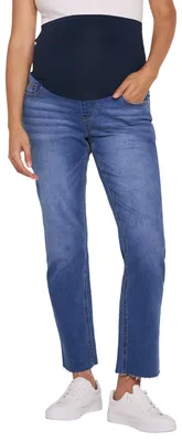 Productafbeelding van Motherhood Maternity: Damesbroek, model Secret Fit, met hoge taille die over de buik valt, slanke rechte pijpen, geschikt voor zwangere vrouwen