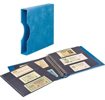Produktbild von LINDNER Banknoten-Album (mit schwarzen Zwischenblättern) inkl. Kassette - blau
