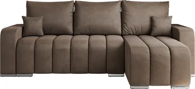Produktbild von MKS MEBLE Sofa mit Schlaffunktion - Ecksofa mit Schlaffunktion und Bettkasten - Sofa 3 Sitzer - Schlafsofa - Couch - Schlafsofa mit Bettkasten - Kirasso L - Braun Velvet