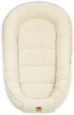 Produktbild von PIMKO Babynest Babynestchen für Baby Kuschelnest Babykokon für Säuglinge und Neugeborene Nestchen Baumwolle Musselin - Beige Vanille