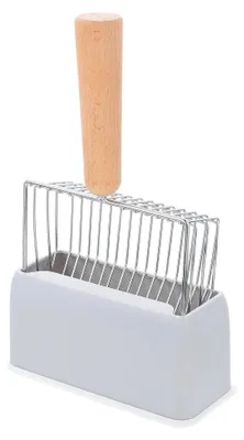 Produktbild von Metall Katzenstreuschaufel mit Holzgriff und Halterung