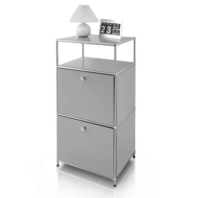 Produktbild von Floordirekt Mehrzweckregal Concept Epure MK-120, B50×T40×H100cm, Grau, verschließbare Fächer, modulares Design Aufbewahrungsregal, Metallgestell