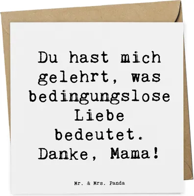 Produktbild von Mr. & Mrs. Panda Klappkarte Spruch Mama Liebe - Weiß - Geschenk, Freude, Glückwunschkarte, Bedanken, doppelkarte, Muttertag, Grußkarte, faltkarte, Aufmerksamkeit